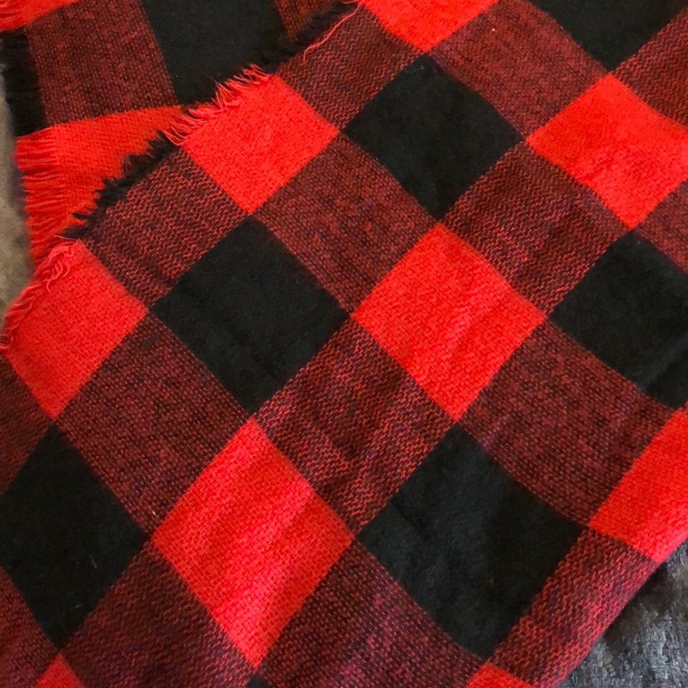 Red & Black plaid Scarf soft wool